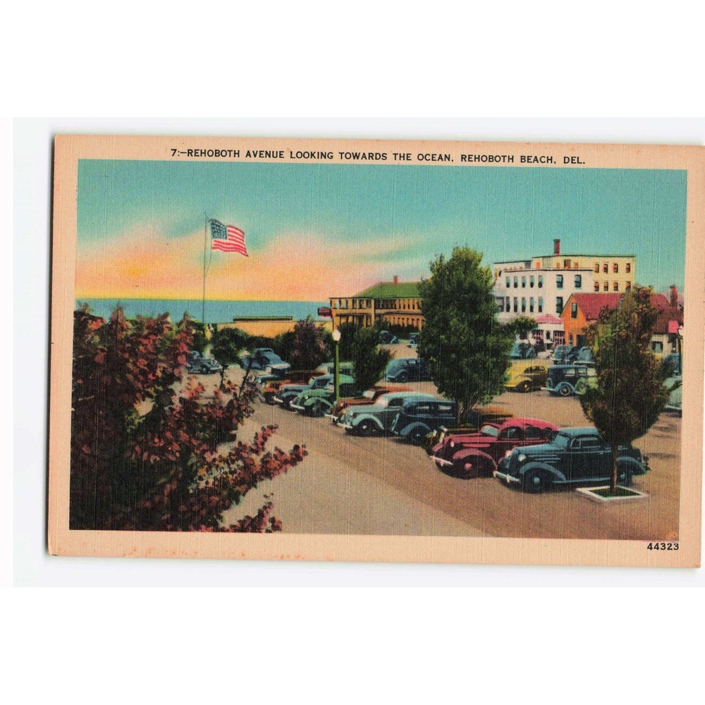 Vintage Rehoboth Avenue Rehoboth Beach Delaware Linen Postcard 44323